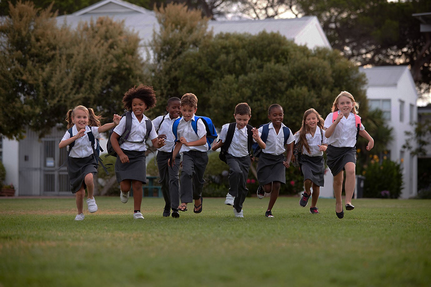 Group of children leaving school